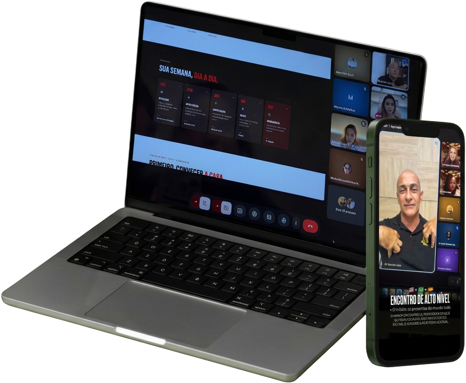 Computador e celular exibindo encontros online da Medstation Academy com o Dr. Neymar